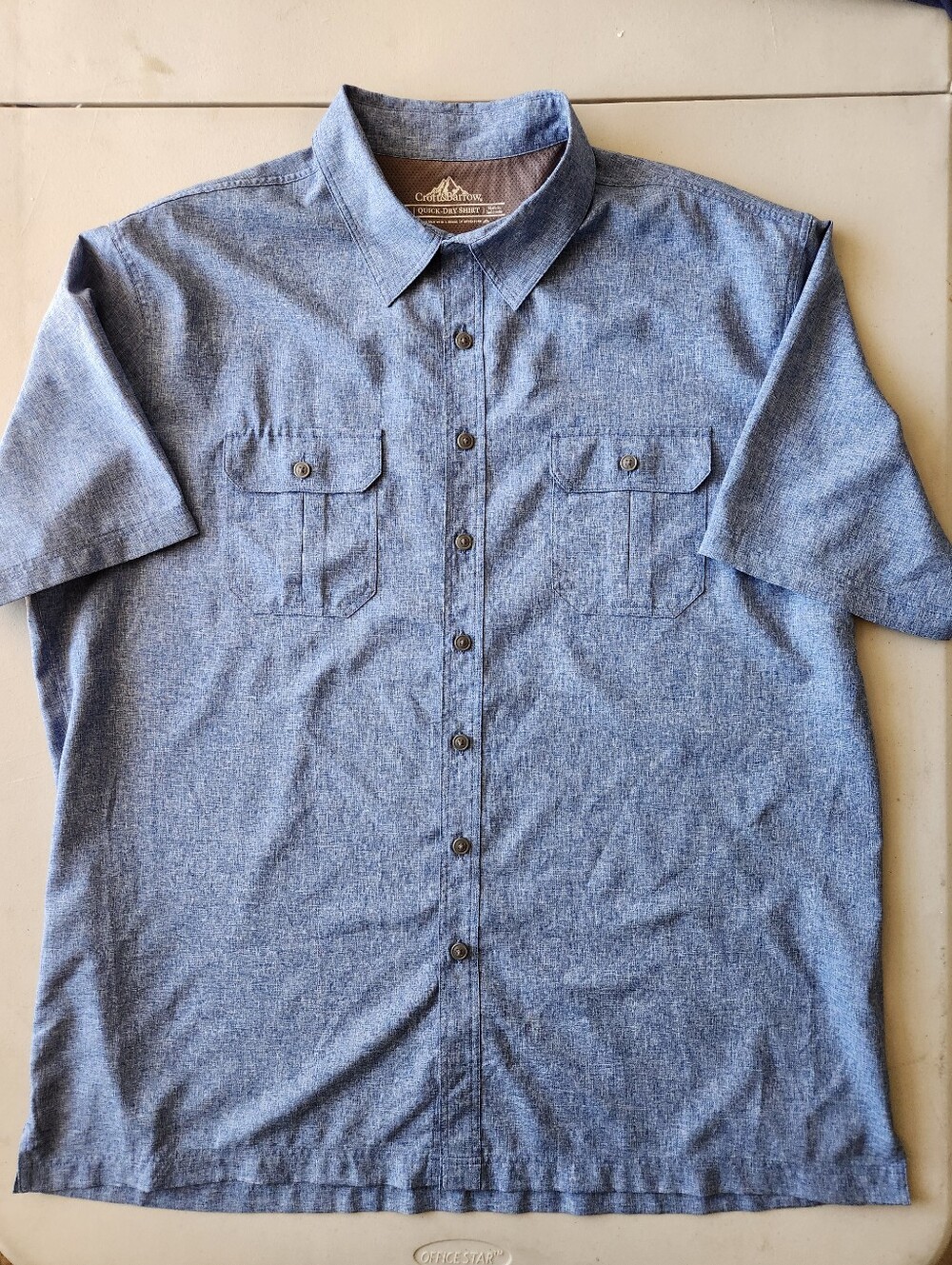 Croft & Barrow Quick Dry Shirt Mens XL Blue Short Sleeve Button Up Trail Hiking
